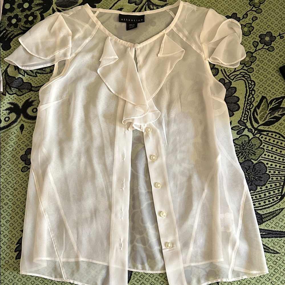 Attention White Sheer Blouse